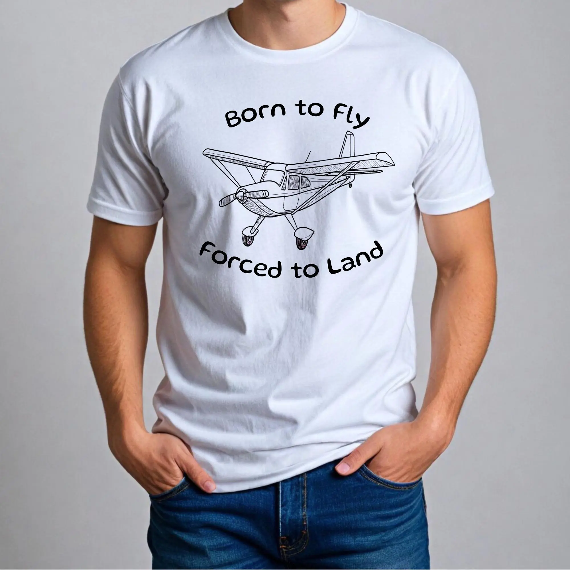 Born To Fly Forced To Land Funny Pilot Quote Unisex T-shirt Pilot Gift Airplane Shirt Aviation Lover Present Pilot Humor WFlighAtten