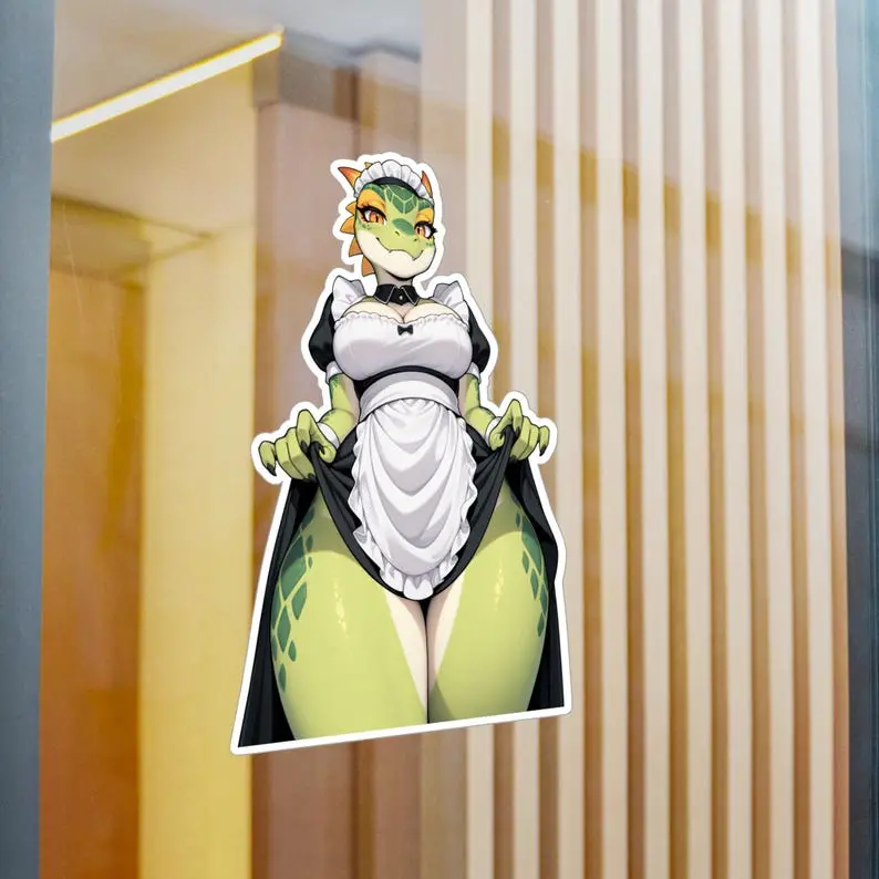 Scalie Vinyl Sticker, Furry, Lizard Anthro, Anime Animal Girl Vinyl Sticker, Wolf Anthro Furry, Anime Animal Cute Girl Decal, Kawaii Vinyl Sticker for Waterproof Sticker for Water Bottle, Laptop, Fan Gift