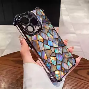 NganGee Mosaic Abalone Shell Design Shockproof Phone Cover - 4-Corner Drop-Proof, HD Surface, Protection, Crisp Colors, Compatible with iPhone 11/12/13/14/15/16/17 Pro/Plus/Max #YGSJDWL1