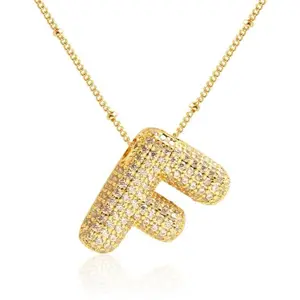 Cubic Zirconia Alphabet Necklace, Fashion Jewelry Jewelry for Parties & Birthdays
