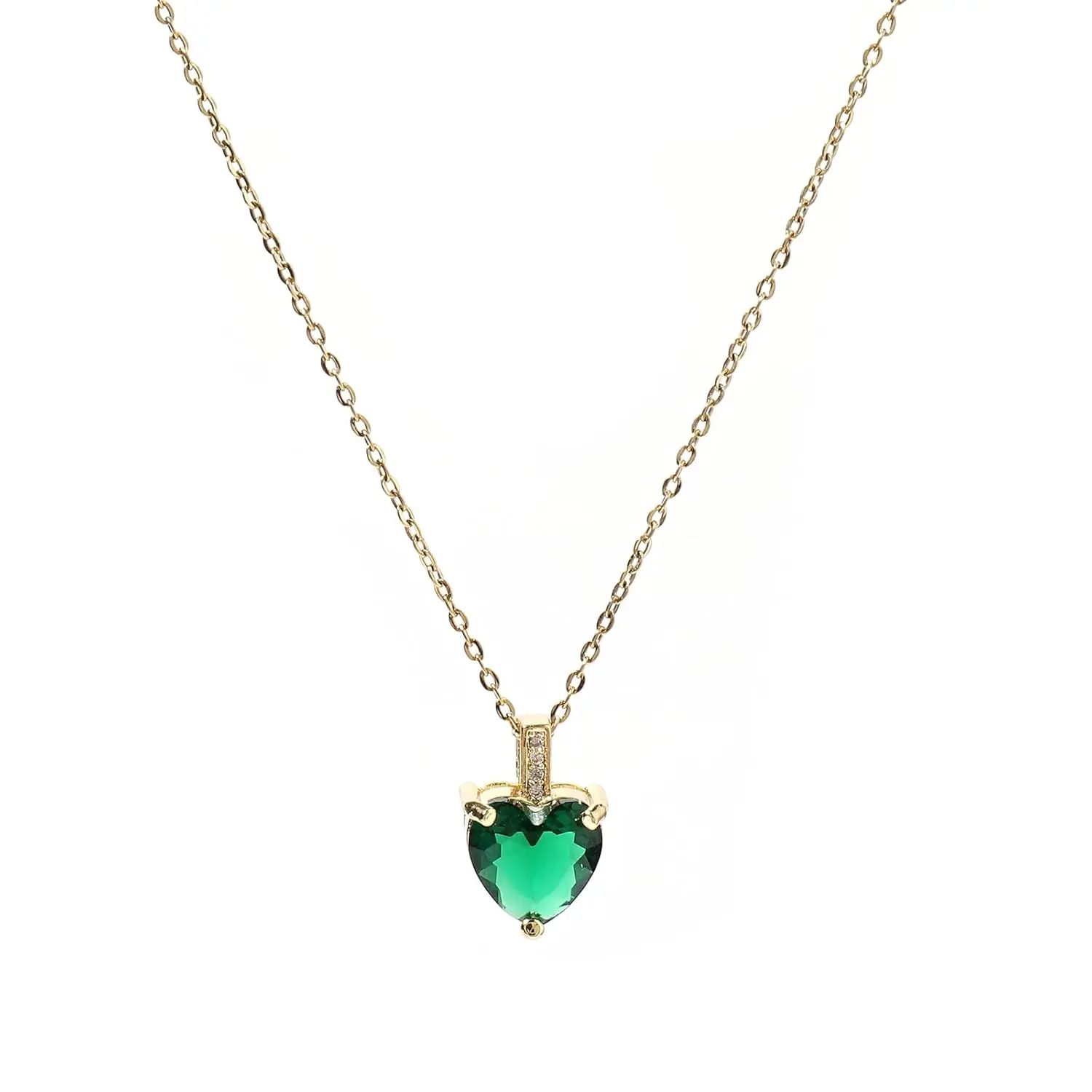 May Birthstone Necklace for Women 14K Gold Plated Emerald Necklaces for Women Heart Birthstone Necklace May Birthstone Jewelry Birthday Gifts for Women Girls Jewelry