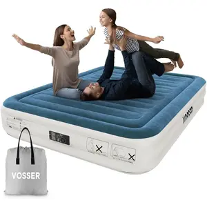 Queen Air Mattress with Built-in Pump,Fast & Easy Inflation/Deflation Inflatable Mattress, Foldable Blow Up Mattress with Storage Bag, Inflatable Bed for Home, Camping & Guests