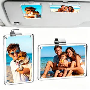 Magnetic Car Sun Visor Photo Clips (2-Pack) - Dual Horizontal-Vertical Use Frames, Portable Home Decor Accessories for Family Portraits