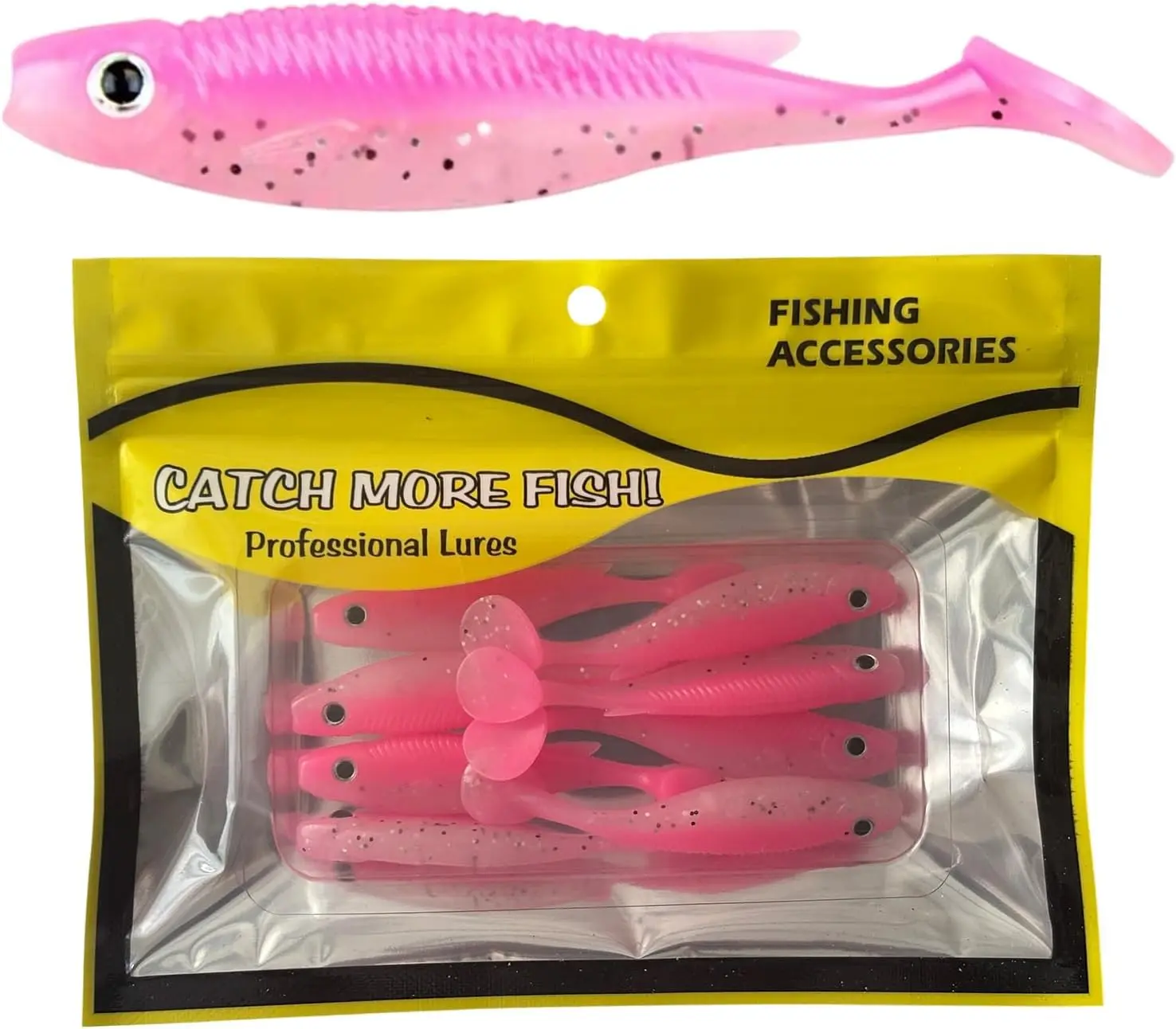 Soft Plastic Baits with Rolled & T-Shaped Tails - Realistic Paddle Tail Swim Baits for Bass Fishing, Saltwater & Freshwater Lures