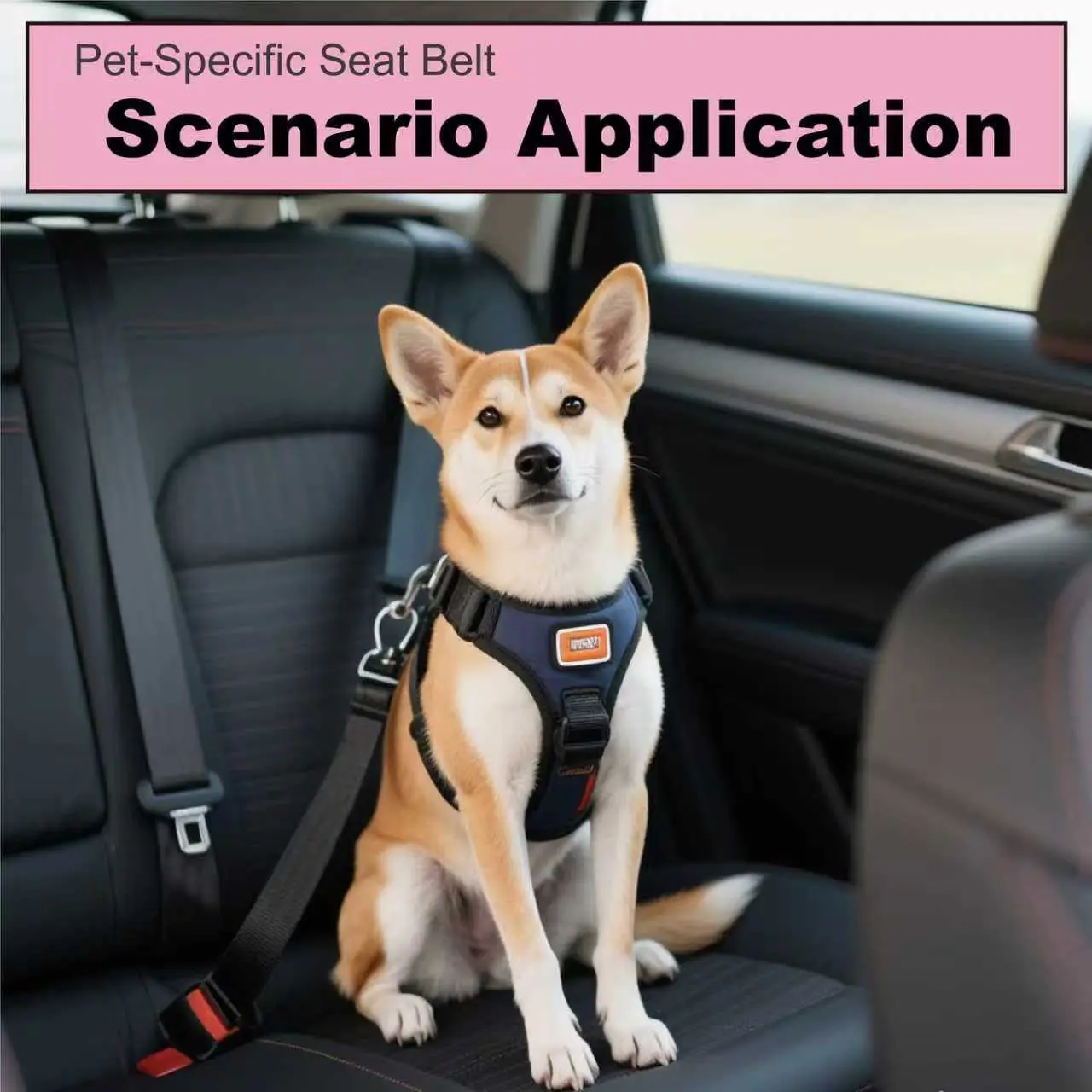 Large Dog 2-in-1 Chew-Resistant Safety Harness with Leash Included, 500-lb Blast-Proof, Quick-Second Installation, Car-Safe for SUV & Truck (Pink, Black)