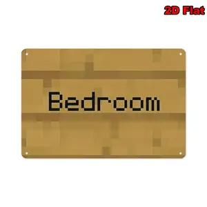 2D Flat Print Painting Pixel Art Bedroom Metal Sign Frameless Vintage Poster Gift with BEDROOM Lettering for College Dorms Bathrooms Man Caves Bars Cafes Garages Farmhouses Decor