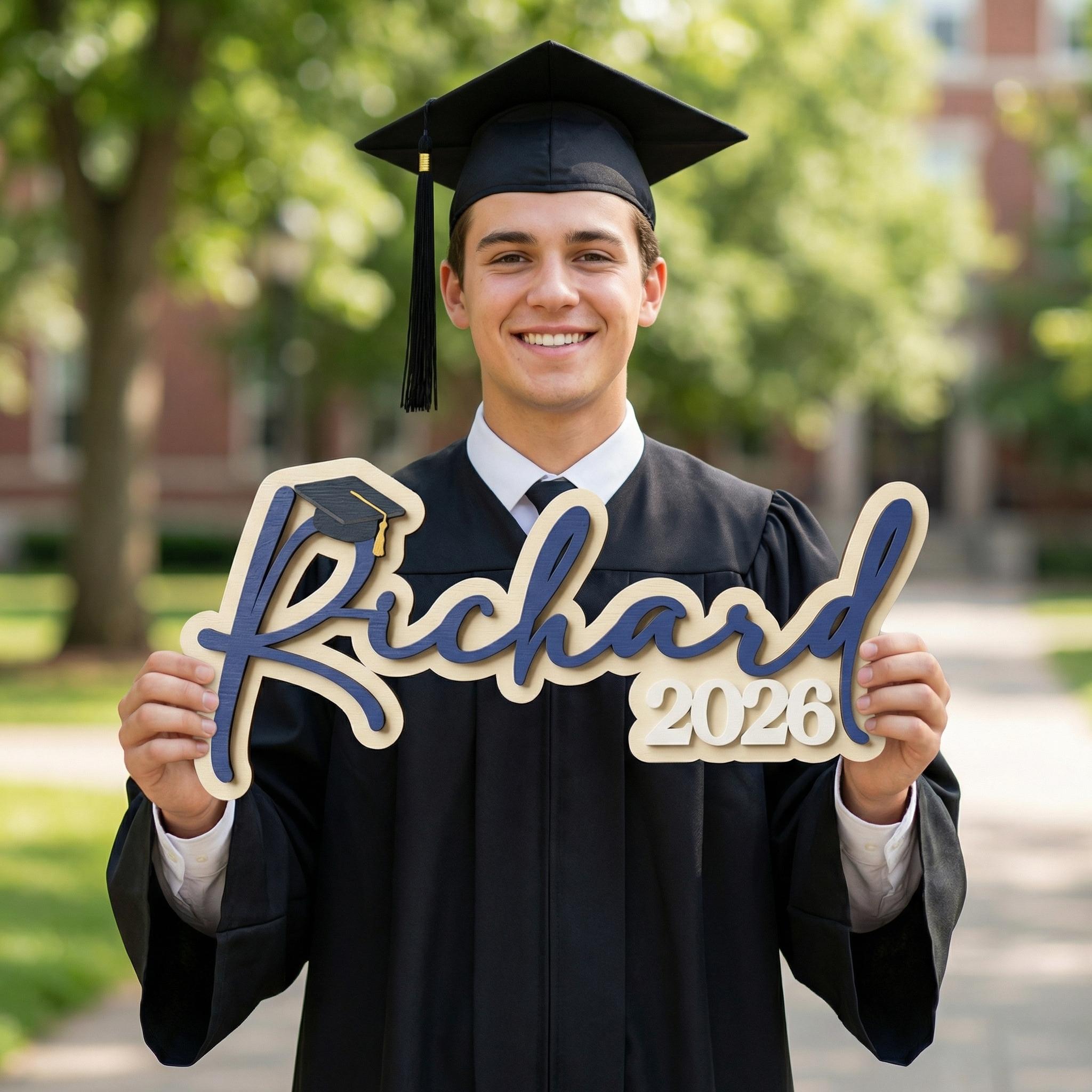 Personalized Class of 2026 Graduation Sign, Senior Photo Prop, Custom Name Grad Decor, Grad Party, Graduation Gift For Her, Grad Name Sign 2025 2026, Custom Kid Name Sign For Graduation Grandson