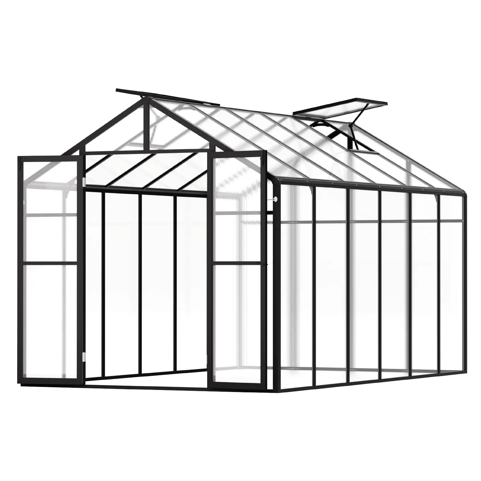 【summerfinds】VEVOR Polycarbonate Greenhouse, 8 x 12 Ft, Outdoor Greenhouse with 2 Vent Windows, Pavilion Styled Greenhouse with Hinged Door, Aluminum Large Walk-in Greenhouse Kit for Outside Garden Backyard,campingessentials,outdoorfurnitureset,camping