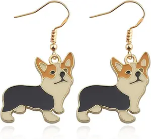 Cute cartoon alloy Corgi  Drop Dangle Earrings On Charm   Corgi  For Pet Lover Corgi Mom Puppy Mom