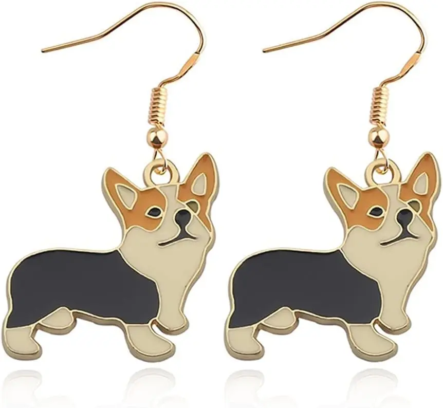 Cute cartoon alloy Corgi  Drop Dangle Earrings On Charm   Corgi  For Pet Lover Corgi Mom Puppy Mom