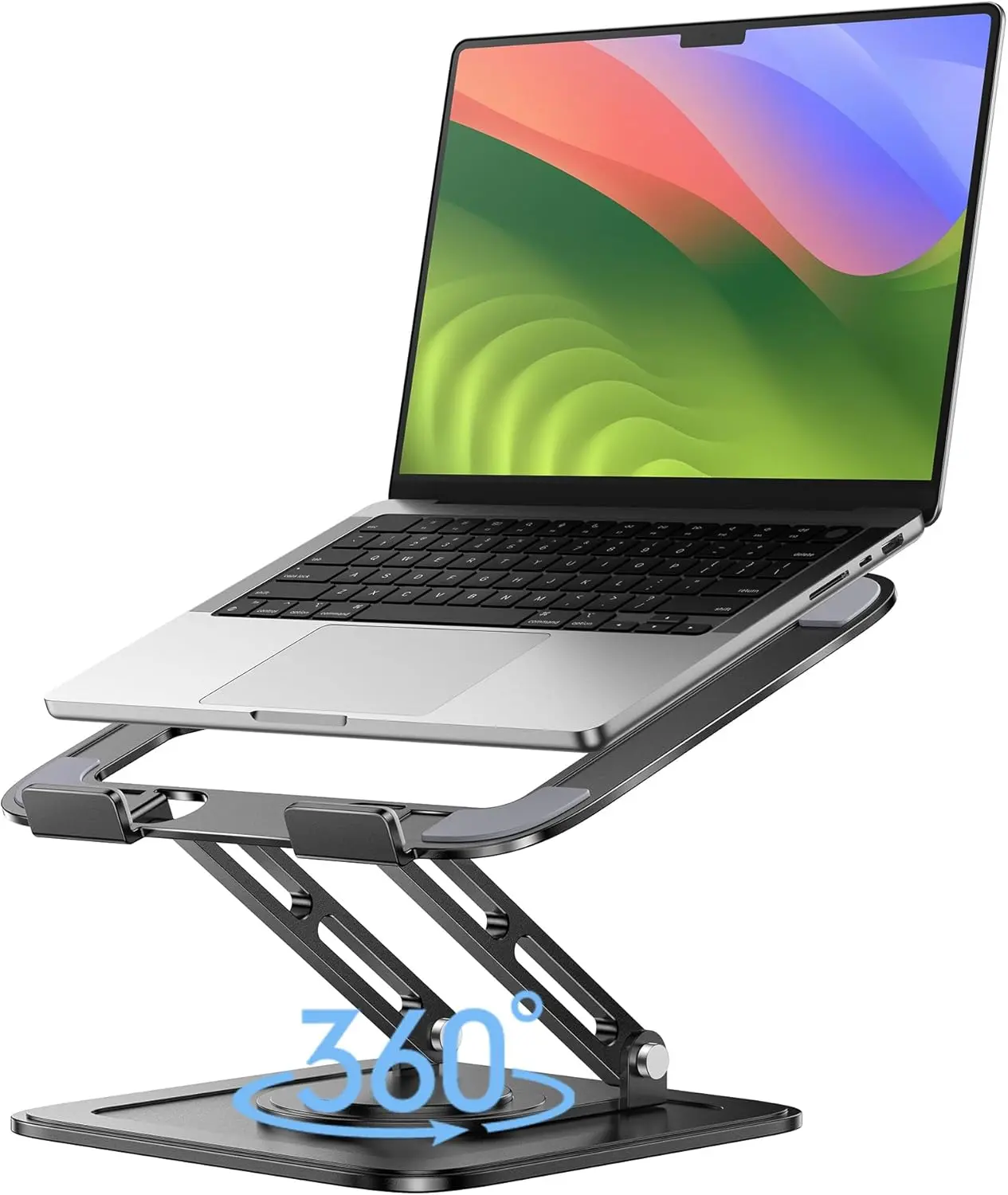 360° Rotating Laptop Stand – Adjustable Foldable Ergonomic Desk Stand for MacBook & Laptops 10–16” (Black)