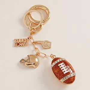 Football Charm Keychain - Colorful Chain-Attached EDC Bag Charm Keychain, Bag Charm Keychains, Chain-Attached Keychains
