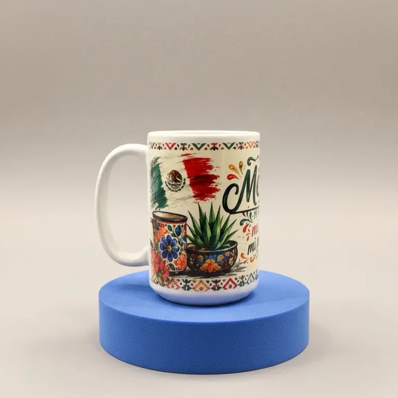 15 oz Mexico Heritage Ceramic Coffee Mug - Colorful Patriotic Drinkware