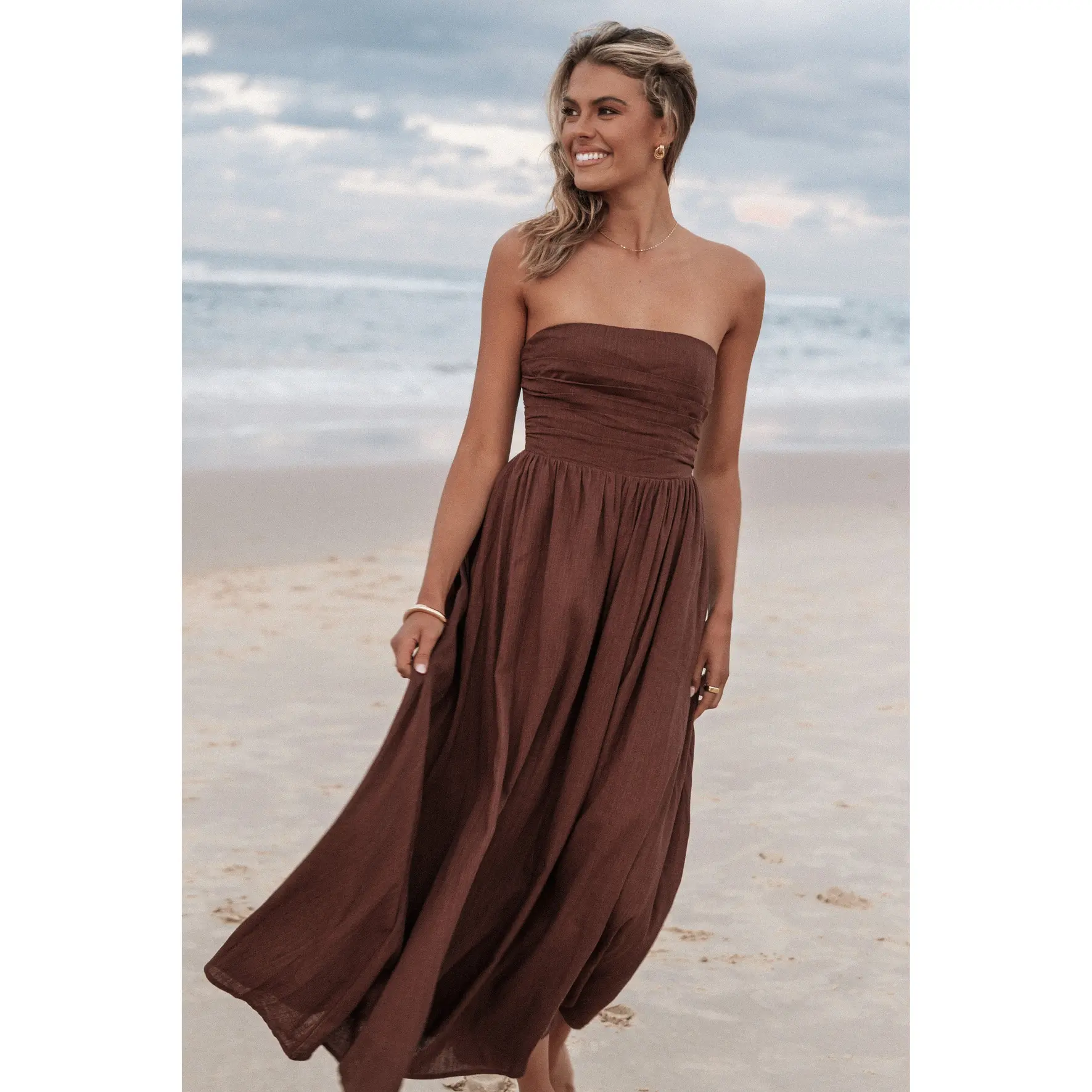 Kayt Strapless Dress - Chocolate Brown