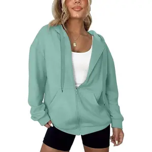 Women's Oversized Lightweight Hoodies for Women Full Zip Up Long Sleeve Drawstring Jackets