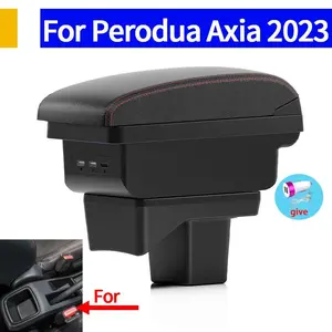 For Perodua Axia 2023 armrest Center Console Armrest Storage Box Car Accessories with usb