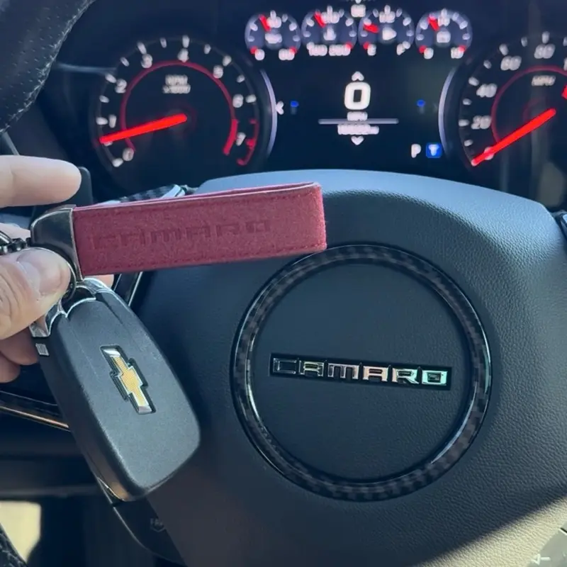 Camaro suede keychain