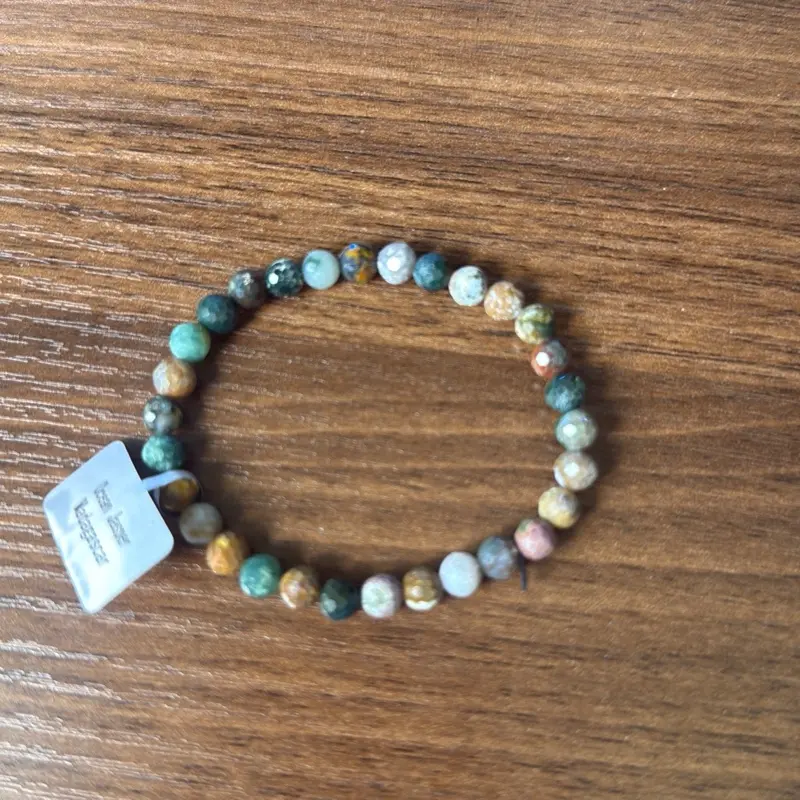 12. 6 mm Faceted Ocean Jasper Bracelet with Varied Colors, Final Sale