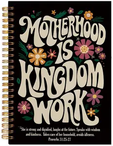 Floral Christian Notebook Proverbs 31:25-27 Bible Verse Journal Motherhood Is Kingdom Work Religious Spiral Notebook for Note Taking Christian Gifts for Mom 5.5x8.3 Inch Compact Portable Hardcover Design