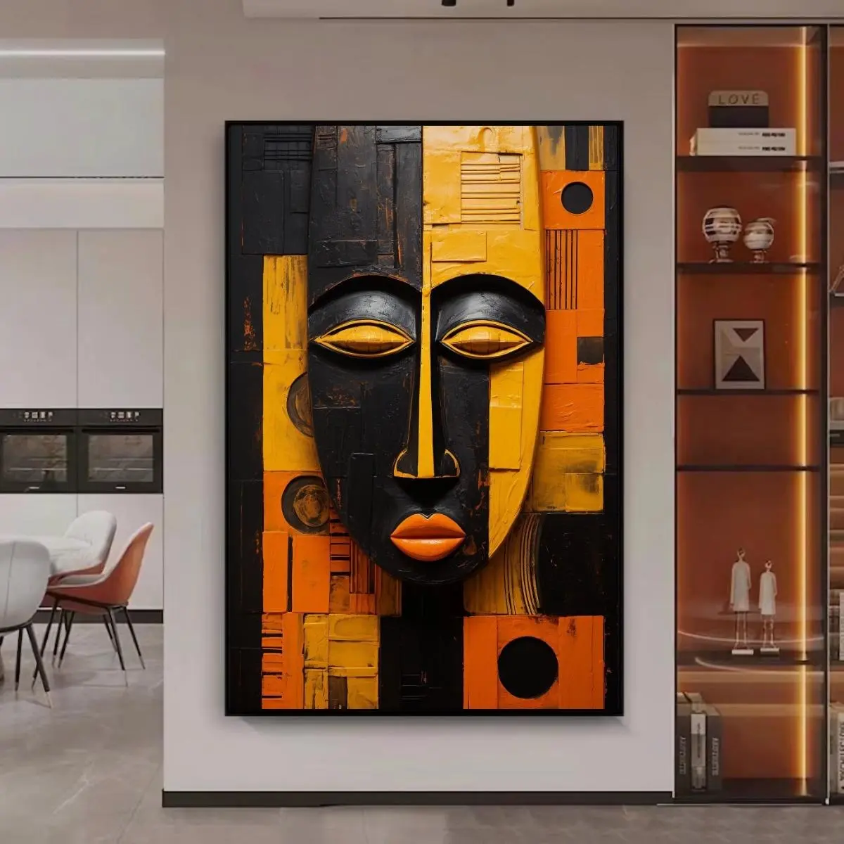 African Tribal Masks Canvas Wall Art - Frameless Modern Art Print, Versatile Canvas Poster for Living Room and Bedroom Decor,  For Home Decor Enthusiasts - Perfect Gift for Art Lovers Decoration Photo Ornaments Artistic