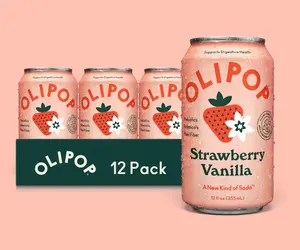 OLIPOP Strawberry Vanilla Prebiotic Soda – Low Sugar Strawberry Cream Drink (Pack of 12)