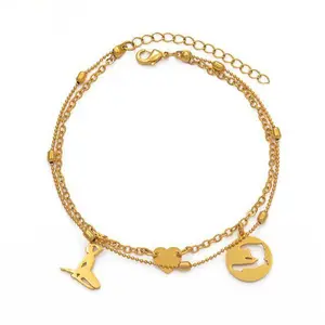 01-Haiti Map Anklet  Heart Foot Chain