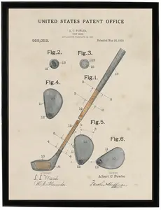Golf Club Patent - Framed Wall & Home Decor
