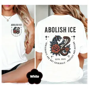 100% Cotton Unisex Abolish ICE Shirt Pro Immigration Tshirt,  Tee Protect Defend Immigrants Not Criminals Anti Maga FDT Graphic Shirt, Activist Protest