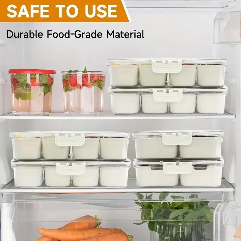 8 Compartment Square Reusable Food Storage Container - Flip Top, Portable, Clear, and Spacious Snack Organizer with Handle - Ideal for Party, Travel, Picnics, and Multipurpose Use Ceramic Kitchen