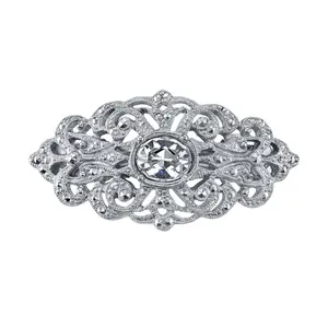 Filigree Austrian Oval Crystal Hair Clip Barrette