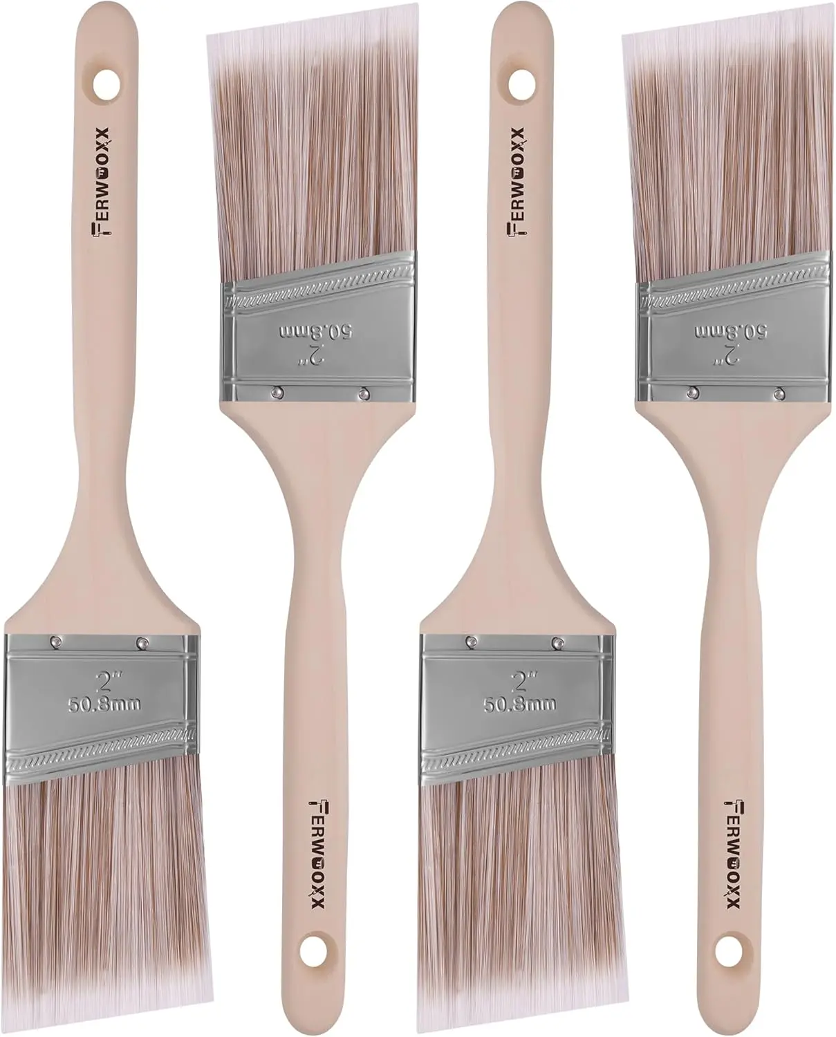 Paint Brush, 2IN Stain Brushes for Painting Walls House Touch-Ups,Furnitures and Fence Staining, Wooden Handle Masonry Paintbrush(4 Packs)