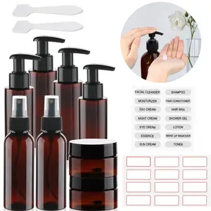8 Pack Plastic Refillable Soap Dispenser, Reusable Travel Containers | Suitable for Essential Oils, Cleaning, Skincare, Home Storage, Fashionable Leakproof Durable Sprayers, Liquid Dispensing Bottles