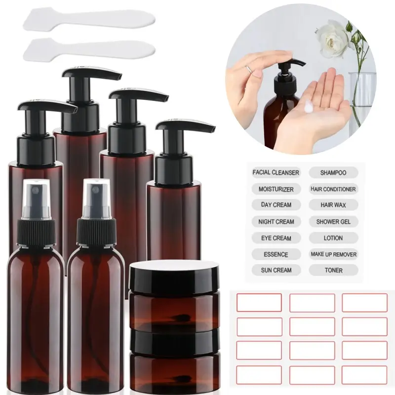 8 Pack Plastic Refillable Leak-Proof Soap Dispensers, Reusable Travel Storage Bottles & Jars - Bottle-Shaped Home Organizer Containers for Essential Oils, Skincare, Durable Liquid Sprayers, Bottle-Shaped Storage Bottles & Jars