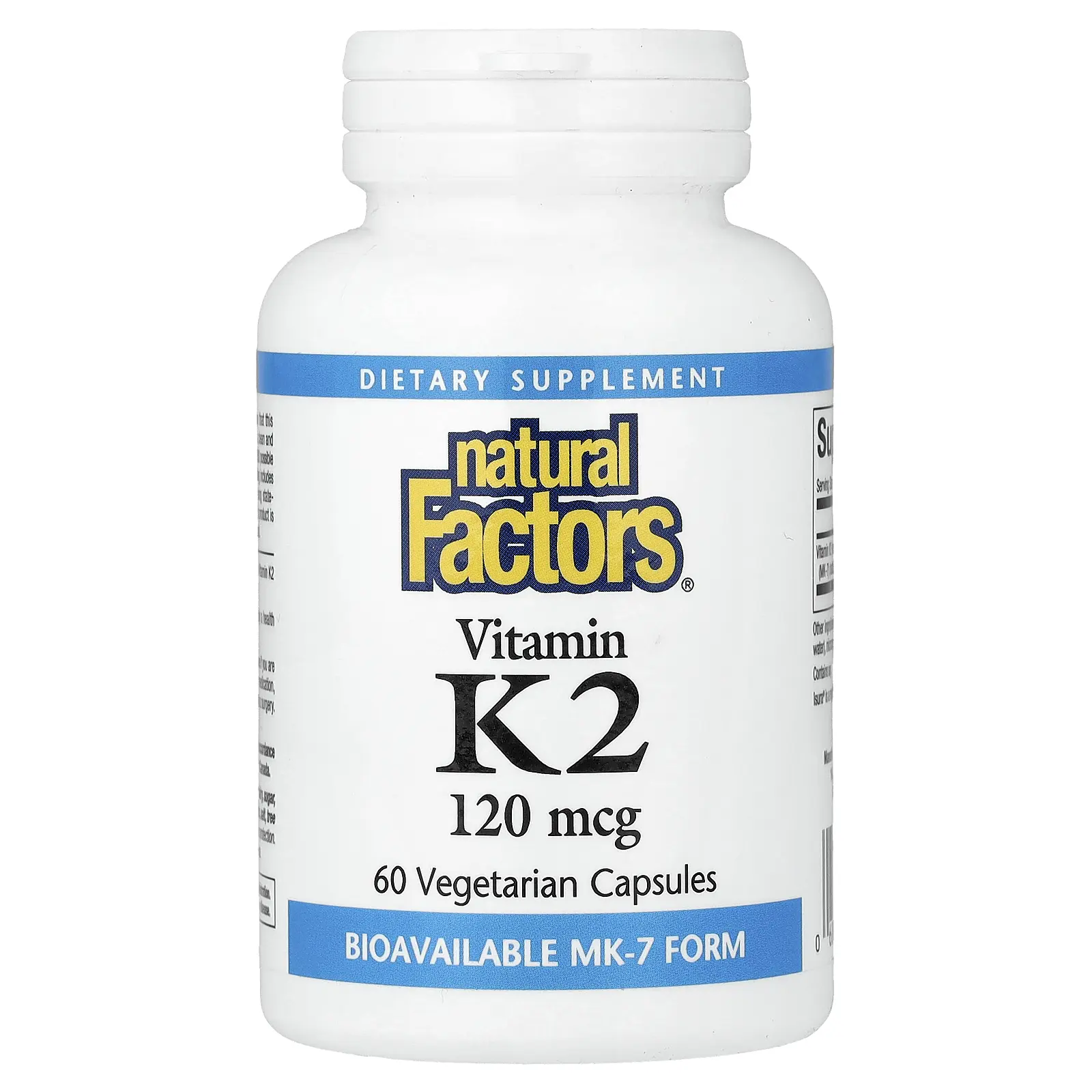 Natural Factors Vitamin K2, 120 mcg, 60 Vegetarian Capsules