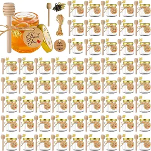 60 Pack Mini Glass Honey Jars, 1.5oz Hexagon Favor Jars for Wedding & Baby Shower