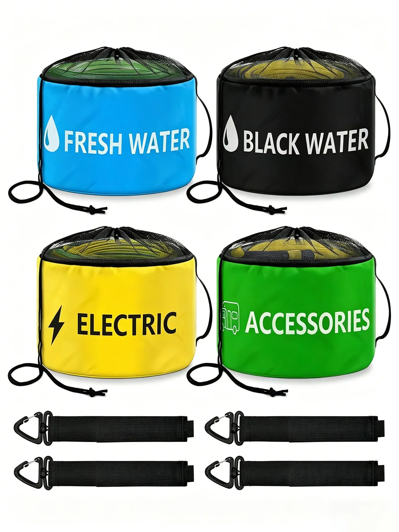 3/4 Piece Water Hose Storage Bag, RV Soft Hose Organizer, Thickened Durable Moisture-Resistant Easy Clean, Car Wash Hose, Garden Hose, High Pressure Hose Organizer