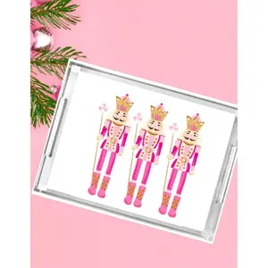 Acrylic Serving Tray - HOLIDAY COLLECTION - Pink Nutcracker Trio