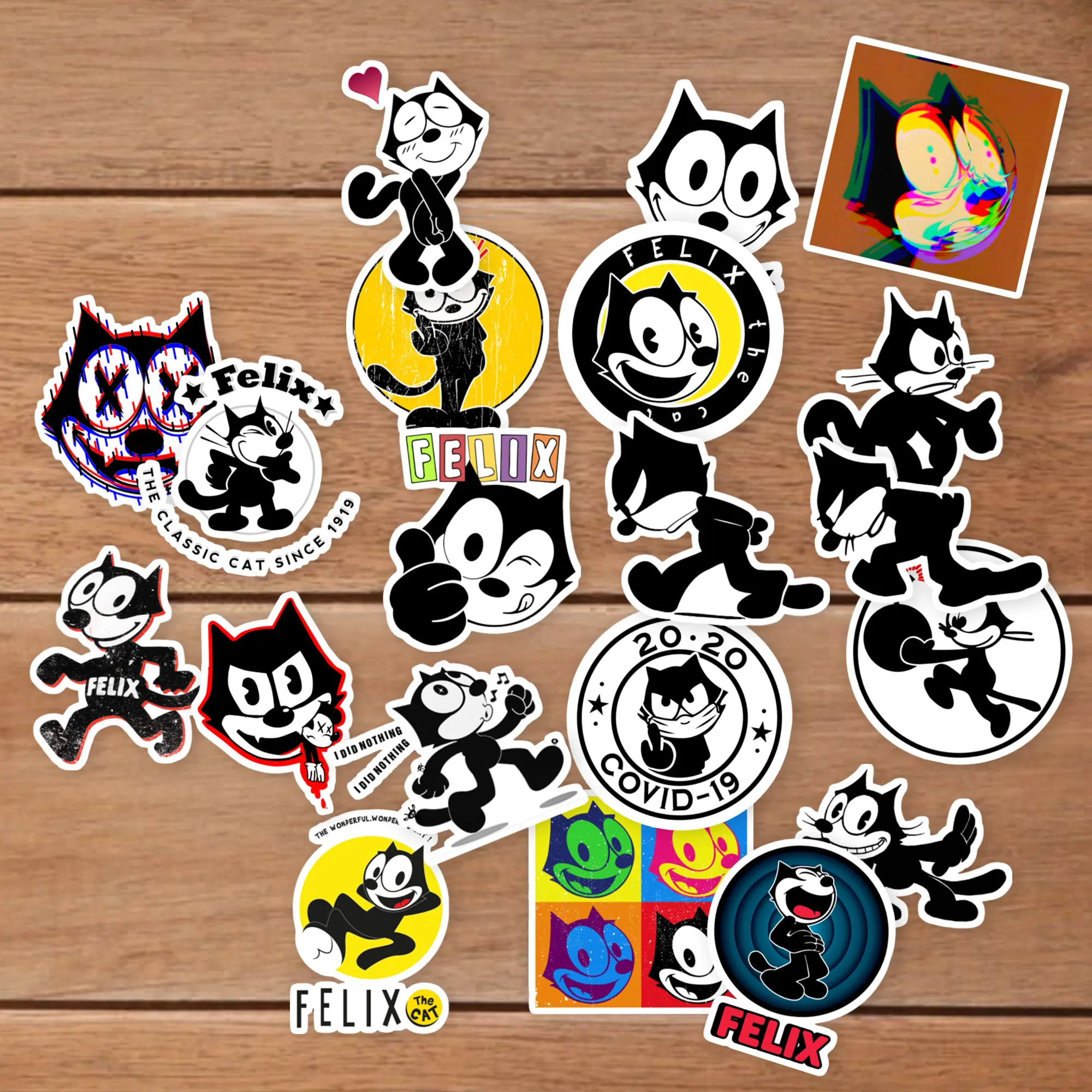 Stickers Pack 20 Pcs Felix Aesthetic Car The Bike Cat Bottle Guitar Bumper Vinyl Laptop Luggage Water Colorful Skateboard Waterproof
