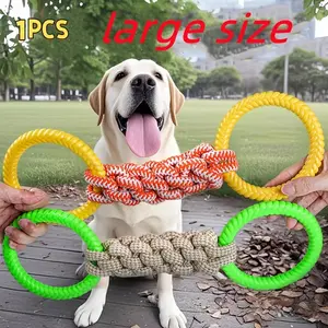 Large Durable Dog Cotton Rope Toy Interactive Chew Strong and Durable Suitable for Medium and Large Dogs, with Sturdy Double Handles Easy to Clean, Interactive Pull to Relieve Dog Stress, Dog Educational Toy
