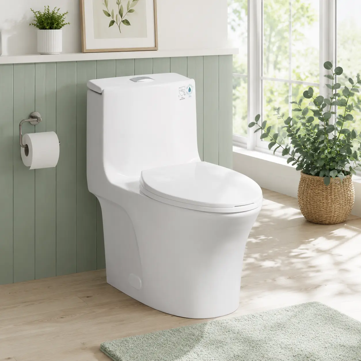 Modern Matte Gray Fan-Shaped Ceramic Integrated Chair-Height Floor-Standing Toilet, Siphon Dual Flush, Durable Ceramic Construction, Scratch-Resistant, 1000g MaP Rating, for Bathroom Renovation & Indoor Use