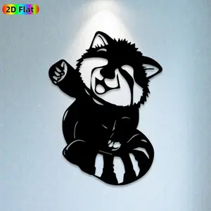 1pc Raccoon Metal Wall Art, Playful Raccoon Statue Mural, Ideal Gift for New Year, Easter, Wildlife Decor Enthusiasts, Rust-Resistant Metal Wall Decor Wall Sculptures, Perfect for Home Wall & Garden Fence, Charming Year-Round Outdoor & Indoor Decor