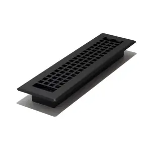 Lattice Floor Register Vent Cover, 2×12 Inch Metal Air Vent Grille, Black Finish