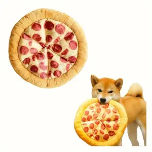 Plush Pepperoni Hot Dog Pizza Dog Toy – Durable squeaky toy with interactive features, Interactive Chew, soft polyester material, suitable for all breeds – Mimics the design of a real pizza slice, pizza toy.