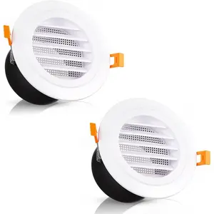 2 Pack 3 Inch Soffit Exhaust Vent with Adjustable Panel & Removable Mesh Screen, ABS Ceiling Diffuser with Lock-Clip Design for HVAC, Bathroom, Kitchen, Wall and Duct Air Vents, White
