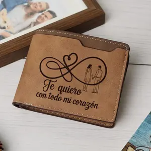 Te Quiero Con Todo Mi Corazón Engraved Wallet, Love Quote Bifold Men's Wallet, Anniversary Gift for Husband, Boyfriend Gift