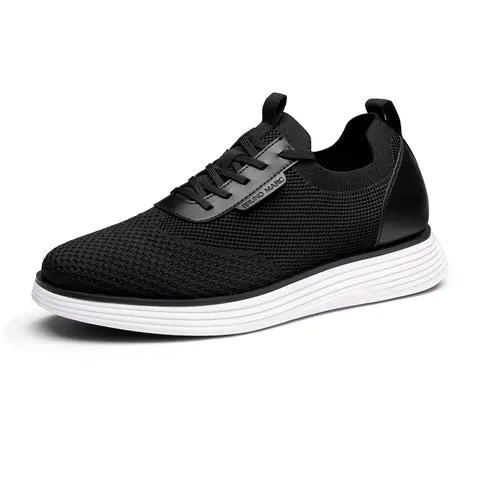 BRUNO MARC Men's Casual Oxford Lace-Up Low Top Round Toe Closed Footwear - Leather & Faux Leather, Breathable Knit Mesh, Arch Support Insole, Honeycomb Foam, EVA-Rubber Grip Sole, Anti-Wrinkle Upper, Lightweight All Seasons Casual Walking Trainers