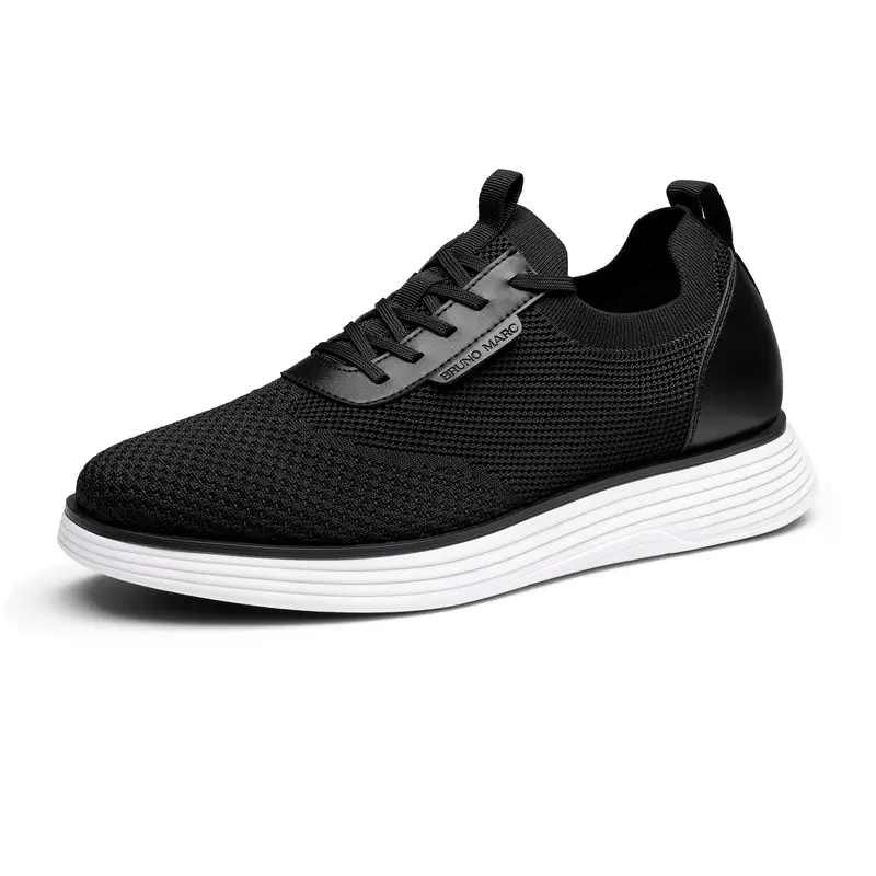 BRUNO MARC Men's Casual Oxford Lace-Up Low Top Round Toe Closed Footwear - Leather & Faux Leather, Breathable Knit Mesh, Arch Support Insole, Honeycomb Foam, EVA-Rubber Grip Sole, Anti-Wrinkle Upper, Lightweight All Seasons Casual Walking Trainers