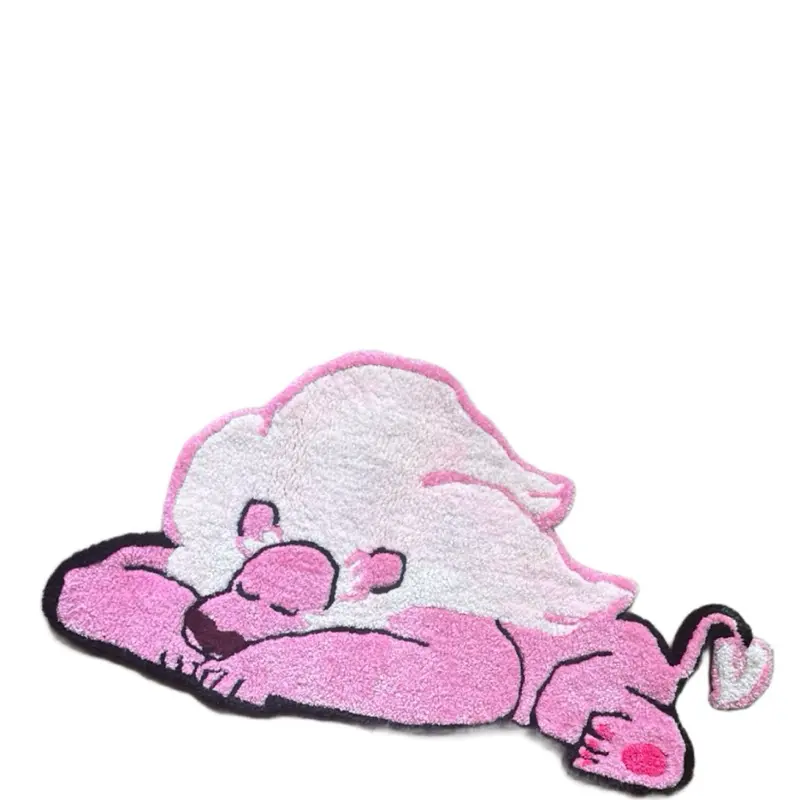 Steven Universe Hand-Tufted Lion Carpet - Soft Pink & White Design Inspired by the Show - Durable & Cozy for Room Decor