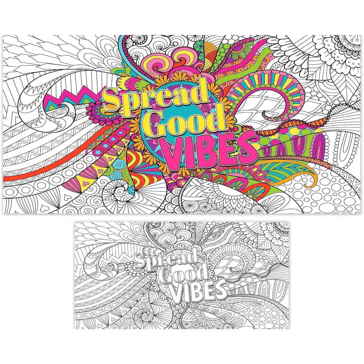Naozinebi Giant Mandala Coloring Posters Large Motivational Coloring Posters Spread Good Vibes Jumbo Coloring Tablecloth Big Coloring DIY Drawing for kids Adults Art Craft Home Classroom Party