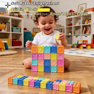 Baby Blocks Stacking for Babies Silicone Soft Building Blocks Teethers Montessori Toys for Babies Education Toys for Toddler Baby building blocks for toddlers 1-3 moonkie Magnetic Blocks Stacker Blocks Set Math Learning Blocks